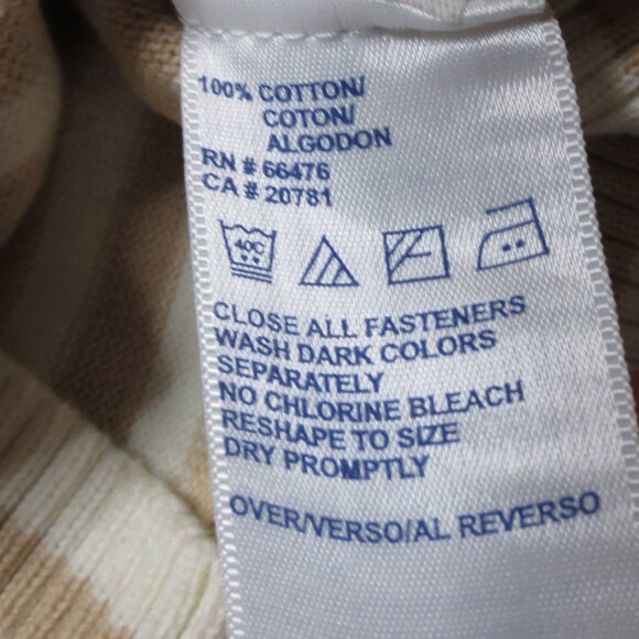 TOMMY HILFIGER womens TOP shirt STRIPED cream TAN sweater CARDIGAN SIZE M - Picture 5 of 8